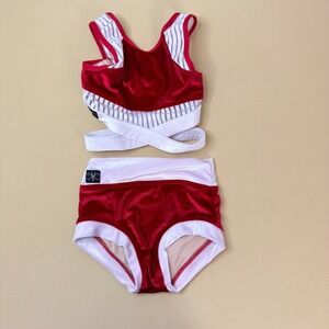 Kandi Kouture All Dolled Up Red Mesh Dance Set Child Medium CM 5/6 Recital Comp